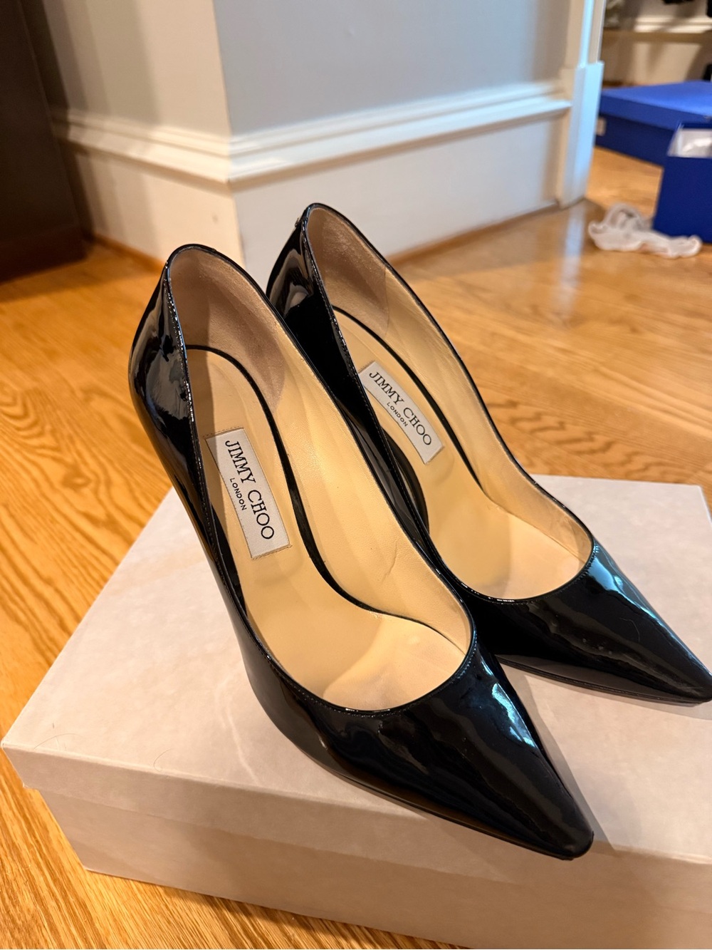 Jimmy Choo Black Patent Pointed Pumps